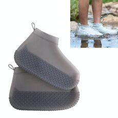 Copriscarpe impermeabile antiscivolo addensato resistente all'usura in silicone, taglia: M (grigio tè)