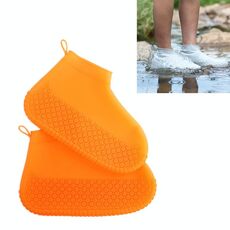 Copriscarpe impermeabile antiscivolo addensato resistente all'usura in silicone, taglia: M (arancione)