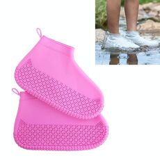 Copriscarpe impermeabile antiscivolo addensato resistente all'usura in silicone, taglia: M (rosa rosa)