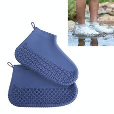 Copriscarpe impermeabile antiscivolo addensato resistente all'usura in silicone, taglia: L (blu navy)