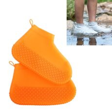 Copriscarpe impermeabile antiscivolo addensato resistente all'usura in silicone, misura: L (arancione)