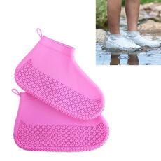 Copriscarpe impermeabile antiscivolo addensato resistente all'usura in silicone, taglia: L (rosa rosa)