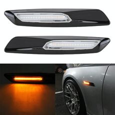 2 pezzi luce parafango per auto LED lato scheda foglia DC12V / 1,7 W per BMW, luce gialla, stile: C.