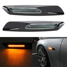 2 pezzi parafango per auto LED lato bordo foglia DC12V / 1,7 W per BMW, luce gialla, stile: D.