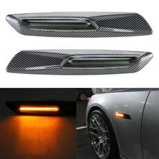 2 pezzi parafango per auto LED lato bordo foglia DC12V / 1,7 W per BMW, luce gialla, stile: F.