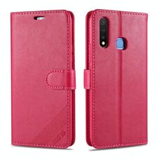 Per Vivo Y5s / U3 / Y19 AZNS Custodia in pelle a vibrazione orizzontale con struttura in pelle di pecora con supporto e slot per schede e portafoglio (rosso)