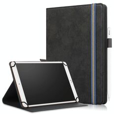 Custodia in pelle universale per tablet PC con struttura in tessuto di marmo da 9-11 pollici a vibrazione orizzontale con portapenna e supporto (nero)