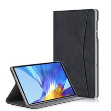 Custodia in pelle flip orizzontale per Lenovo Tab M10 Plus con struttura in tessuto di marmo con slot per schede e supporto (nero)
