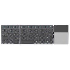 B052 Keycap rotondo universale Mini tastiera wireless Bluetooth a tre volte con touchpad (nero)