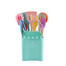 KU349 13 in 1 stoccaggio manico in legno canna manico in silicone utensili da cucina set antiaderente cucchiaino cucchiaio da cucina (colore)