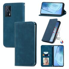 Per Vivo Iqoo Neo 5 Retro Skin Feel Business Business Business Magnetic Horizontal Custodia in pelle flip con supporto e carte Slot & Portafoglio e cornice fotografica (blu)