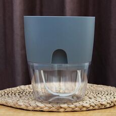 5 pezzi Plastica trasparente Plastica Double-Loay Acqua Stoccaggio Automatico Assorbente Flowerpot, Dimensioni: A705 Calibro 10.5cm (Grigio Trasparente Basin)