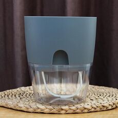 5 pezzi Plastica trasparente Plastic Double-Layer Storage Acqua Automatic Flowerpot di assorbimento dell'acqua, Dimensioni: A709 calibro 23.5cm (bacino trasparente grigio)