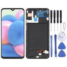 Schermo LCD Super AMOLED originale per Samsung Galaxy A30s Digitizer Assemblaggio completo con cornice