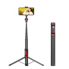 Allega in lega di alluminio Bluetooth Selfie Stick Stick Staffa del treppiede in diretta, Altezza: 1,8m