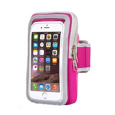 3 pezzi Confortevole e traspirante Borsa per braccio sportivo Borsa da polso per cellulare per telefono cellulare da 5,5 pollici (rosa rossa)
