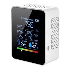 TVOC1 Portable CO2 Air Quality Formaldeide Detector di anidriduro di carbonio Igrometro di temperatura indoor con display digitale a LED (bianco)