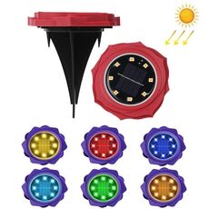 2 PZ 8 LED Petali solari Sepolti Lampada da giardino impermeabile Prato da giardino, Specifica: Rosa rossa (luce colorata)