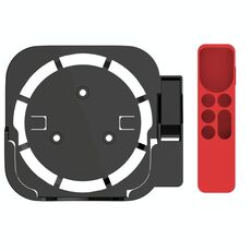 JV06T Set Top Box Bracket + Telecomando Set di custodia protettiva per Apple TV (nero + rosso)