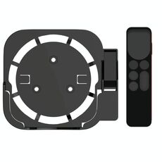 JV06T Set Top Box Staffa + Telecomando Set di custodia protettiva per Apple TV (nero + nero)
