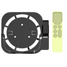 JV06T Set Top Box Bracket + Telecomando Set di custodia protettiva per Apple TV (nero + verde fluorescente)