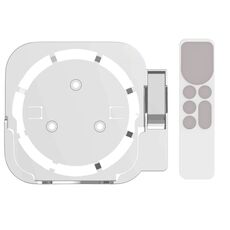 JV06T Set Top Box Staffa + Telecomando Set di custodia protettiva per Apple TV (bianco + bianco)