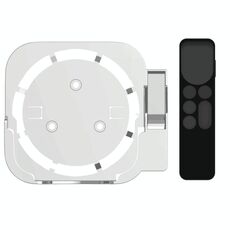 JV06T Set Top Box Bracket + Set di custodia protettiva per telecomando per Apple TV (bianco + nero)