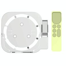 JV06T Set Top Box Staffa + Telecomando Set di custodia protettiva per Apple TV (bianco + verde fluorescente)