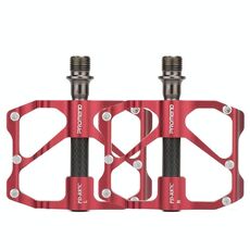 PD-R87C  1 Pair PROMEND Bicycle Road Bike Mountain Bike 3 Palin Carbon Fiber Bearing Pedal(Red)