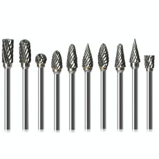 10 pz / set in lega dura in lega di tungsteno in acciaio a testa double pattern rotating fresa a fresa a testa radice coltello da intaglio, stile: scatola trasparente