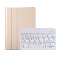 AK10 2 in 1 tastiera Bluetooth rimovibile + custodia in pelle protettiva in pelle di agnello con supporto per Lenovo Qitian K10 TB-X6C6X (oro)