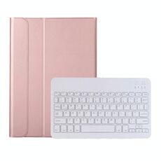 AK10 2 in 1 tastiera Bluetooth rimovibile + Custodia in pelle protettiva in pelle di agnello con supporto per Lenovo Qitan K10 TB-X6C6X (oro rosa)