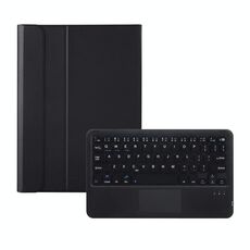 AK10-A 2 in 1 tastiera Bluetooth rimovibile + Custodia protettiva in pelle di texture in pelle di agnello con touchpad e supporto per Lenovo Qitian K10 TB-X6C6X (nero)