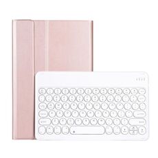 Yak10 2 in 1 Tastiera Bluetooth rotonda rimovibile TOWBAP TOWBAP + Custodia in pelle protettiva TPU con texture con supporto per Lenovo Qitian K10 TB-X6C6X (oro rosa)