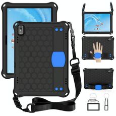 Per Lenovo Tab P10 TB-X705F / L DESIGN DESIGN EVA + PC Materiale Quattro angolo Anti cadere con guscio protettivo piatto con cinturino (nero + blu)