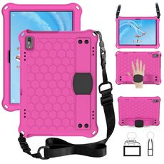 Per Lenovo Tab P10 TB-X705F / L DESIGN DESIGN EVA + PC Materiale PC Quattro angoli Anti cadere Shell protettiva piatta con cinturino (rose rosso + nero)