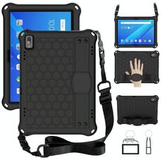 Per Lenovo TAB 4 10 PLUS TB-X704F / N / L / V DESIGN DESIGN DI DESIGN EVA + PC Materiale Quattro angolari Anti Caduta piatta conchiglia protettiva con cinturino (nero + nero)