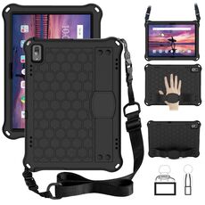 Per Lenovo Tab 4 10 TB-X304F / N Design a nido d'ape + Materiale PC + Materiale PC Quattro angoli Anti Caduta Shell protettiva piatta con cinturino (nero + nero)