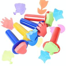 Timbro in spugna con pennello fai-da-te 5 in 1 per bambini (manico lungo)