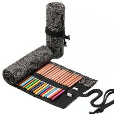 72 fori Black foglia nera tela stampa penna tenda grande capacità rotolo penna borsa schizzo colore piombo sacchetto della penna