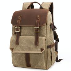 K-011 Borsa per fotocamera digitale a spalla da esterno in tela impermeabile impermeabile zaino fotografico a grande capacità (kaki)