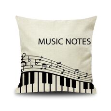 2 PCS Piano Nota NOTA Digital Stampato Lino Federa senza federa, Dimensioni: 45x45cm (3)