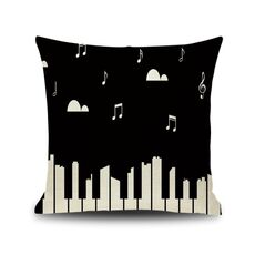 2 PCS Piano NOTA NOTA Digital Stampato Lino Fodera senza cuscino, Dimensione: 45x45cm (6)
