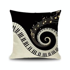 2 PCS Piano Nota NOTA Digital Stampato Lino Federa senza cuscino, Dimensioni: 45x45cm (16)