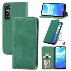 Per vivo s7 e retrò skin feel business business magnetico orizzontale flip custodia in pelle con supporto e carte e portafoglio e cornice fotografica (verde)