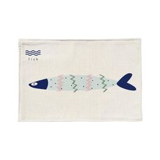 2 PCS Lino singolo lato Mediterraneo semplice Semplice Placo quadrato Geometrico Pothoulder Table (pesce fresco)