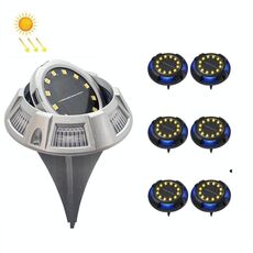 Lampada sotterranea solare all'aperto rotante lampada da giardino sepolta, specifiche: 12 LED caldi + luce blu (guscio di alluminio)