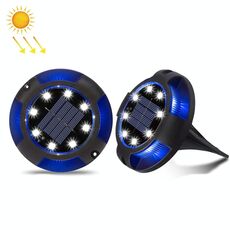 Lampada sotterranea solare all'aperto rotante Lampada da giardino sepolta, Specifiche: 8 LED bianco + luce blu (guscio di plastica)