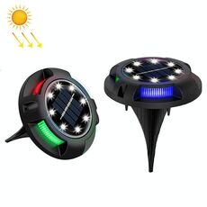Lampada sotterranea solare all'aperto rotante lampada da giardino sepolta, specifiche: 8 LED bianco + luce colore (guscio di plastica)