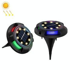 Lampada sotterranea solare all'aperto rotante lampada da giardino sepolta, specifiche: 8 LED caldi + luce colore (guscio di plastica)